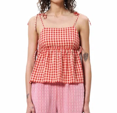 Frnch Corentine Gingham Top In Red