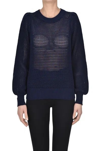 Frnch Cut-out Knit Pullover In Navy Blue