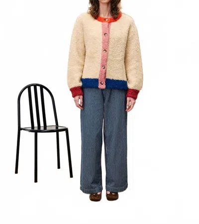 Frnch Cyclamen Cardigan In Cream In Multi