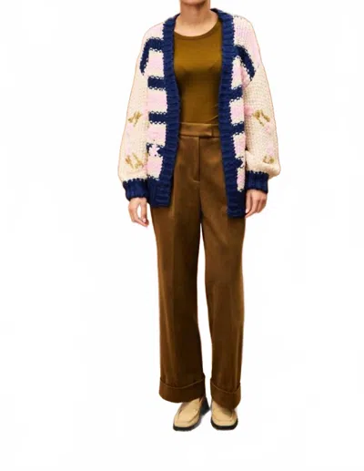 Frnch Dahlia Striped Cardigan In Rose In Multi