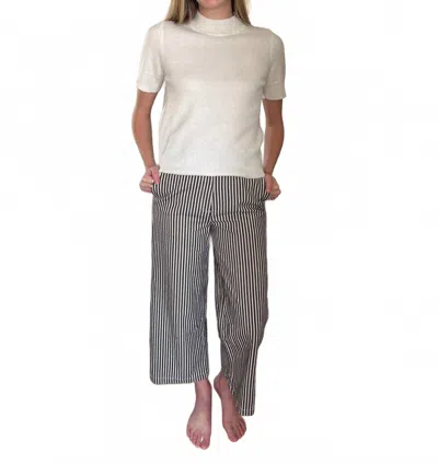 Frnch Dalva Chocolate Stripe Wide Leg Pants In Brown In White