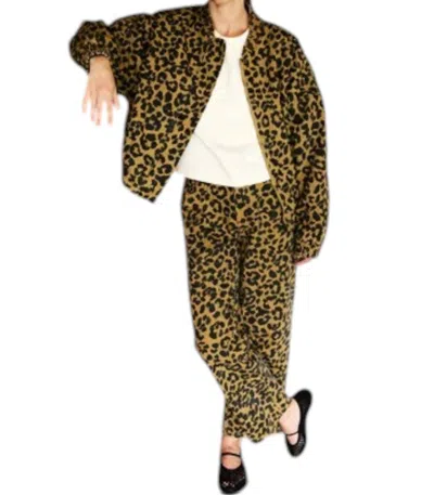 Frnch Denim Leopard Pants In Sand