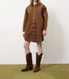 Frnch Domitille Buttoned Shirt Mini Dress In Camel In Brown