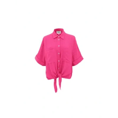 Frnch Ebene Knot Front Shirt In Fuchsia From In Pink