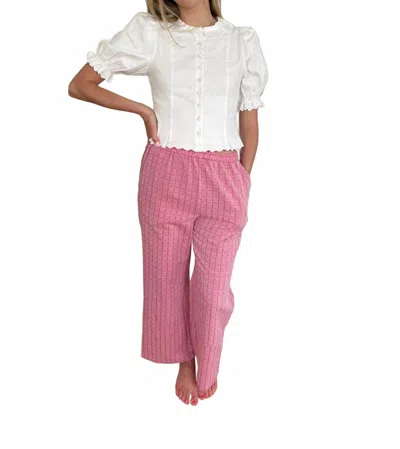 Frnch Edvina Embroidered Print Wide Leg Pants In Pink