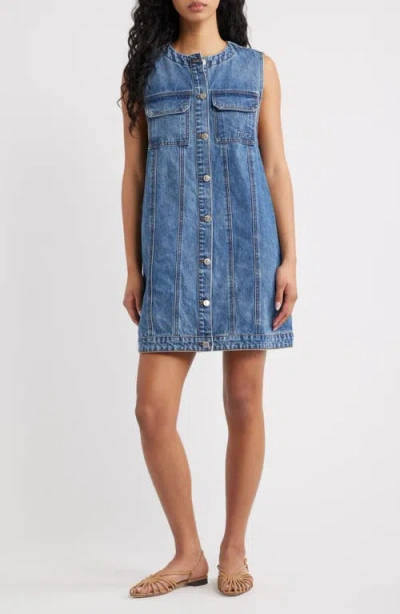 Frnch Elda Sleeveless Button Front Minidress In Blue