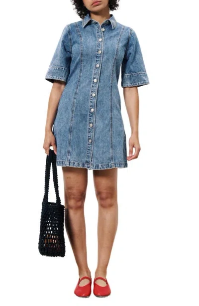 Frnch Ellyne Denim Dress In Bleu Jean