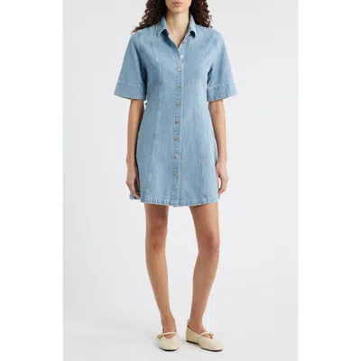 Frnch Ellyne Embroidered Denim Shirtdress In Blue