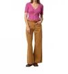 Frnch Emma Wide Leg Denim Pants In Ocre In Brown