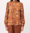 Frnch Enora Vase Print Blouse In Ocre Multi In Multi