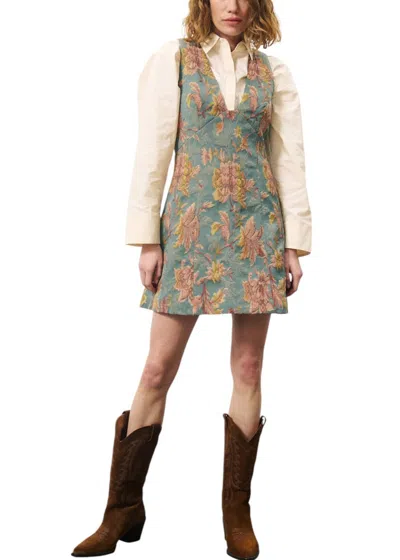 Frnch Ermine Dress In Sage In Multi