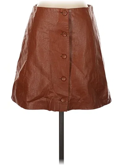 Pre-owned Frnch Faux Leather Skirt In Brown