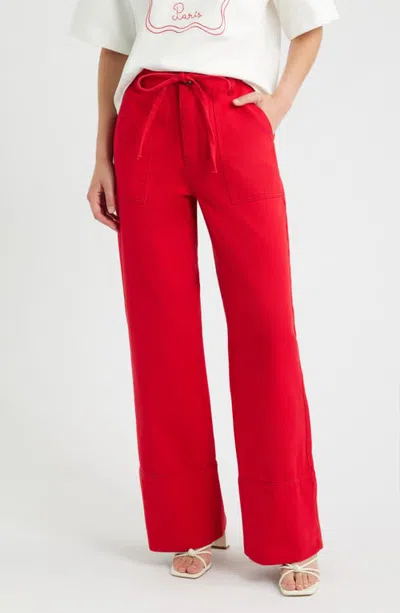 Frnch Furano Wide Leg Tie Waist Jeans In Red