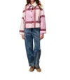 Frnch Galea Collared Jacket In Pink Multi In Pink