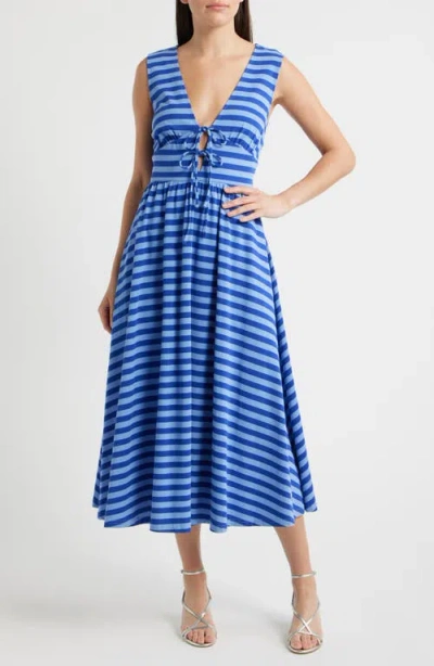 Frnch Gennaro Striped Cotton Midi Dress In Animal Print