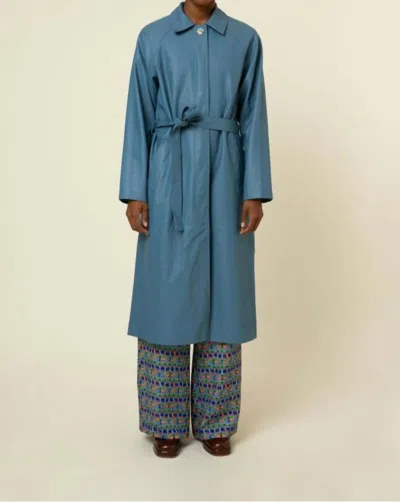 Frnch Ghisele Coat In Bleu Azur In Multi
