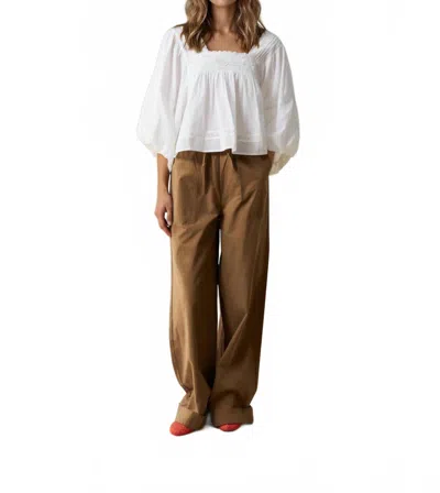 Frnch Gianna Puff Sleeve Blouse In Cream In White