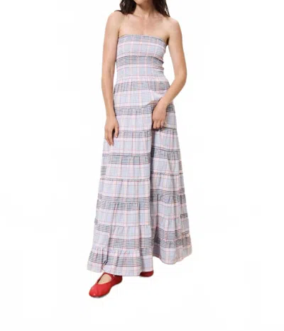 FRNCH GRAND AVE SMOCK MAXI DRESS IN BLUE MULTI