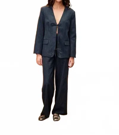 Frnch Grisette Tie Front Blazer In Charcoal In Black