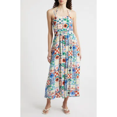Frnch Hippuris Print Sleeveless Maxi Dress In Multi