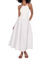 Frnch Isilda Mixed Media Halter Neck Cotton Dress In White