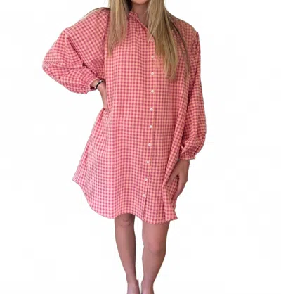 Frnch Ismery Gingham Cotton Buttoned Mini Dress In Pink