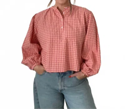 Frnch Ismery Gingham Cotton Buttoned Top In Pink