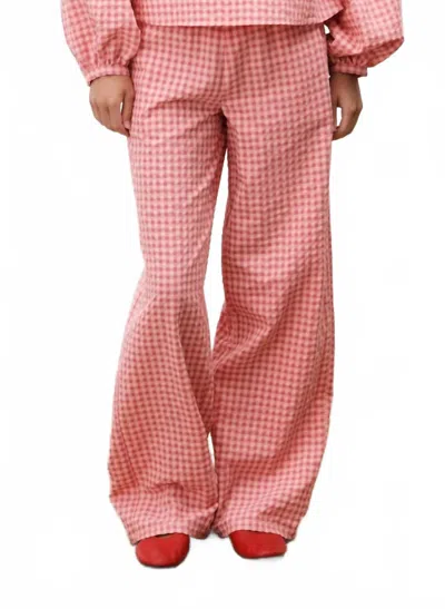 Frnch Ismery Gingham Trousers In Rose In Pink