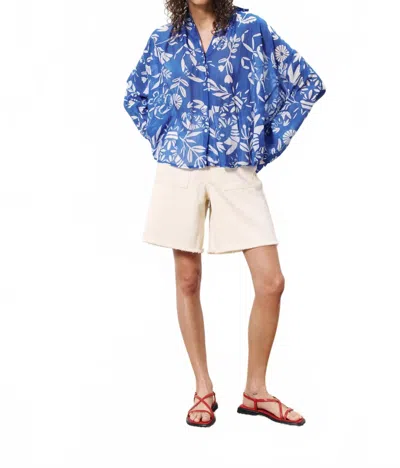 Frnch Itia Long Sleeve Button Down Shirt In Homard In Blue