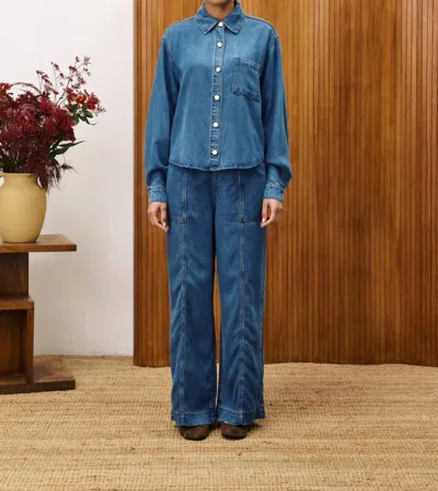 Frnch Jean Balsamine Wide Leg Pants In Blue