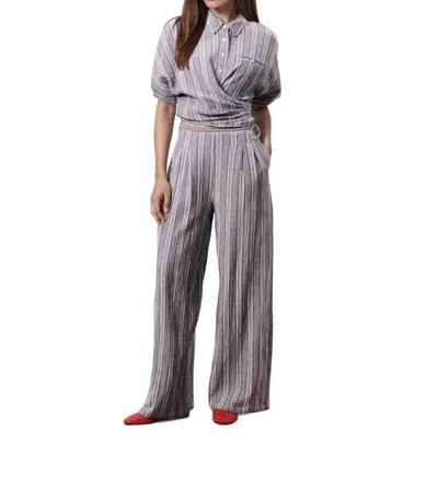 Frnch Jean Chic Wide-leg Trousers In Blue In Gray