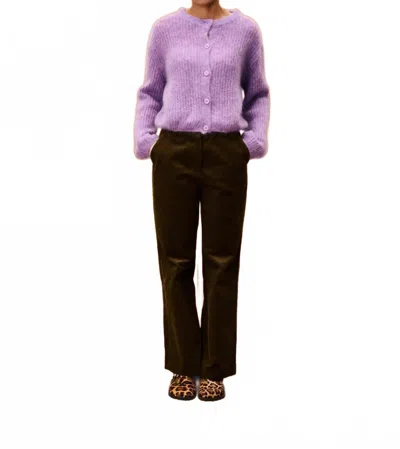 Frnch Jonquille Corduroy Straight Pants In Dark Khaki In Black