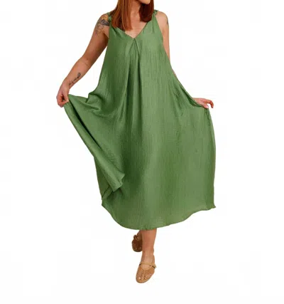 FRNCH LAURIA TWIST STRAP TEXTURED MAXI DRESS IN GREEN