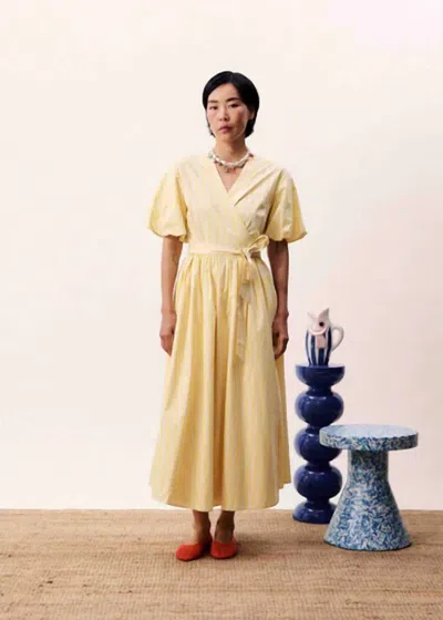 Frnch Lemon Blossom Wrap Dress In Yellow