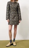 Frnch Letezia Jacquard Mini Dress In Brown In Brown