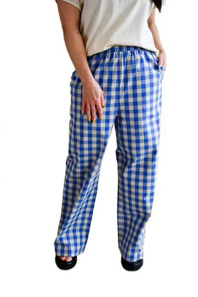 Frnch Lighthouse Avenue Gingham Pants In Blue