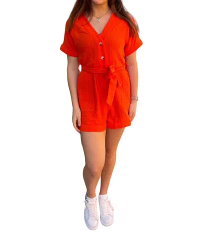 Frnch Lika Tie Waist Playsuit In Orange From