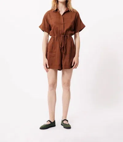 Frnch Lily Woven Romper In Marron Glace In Multi