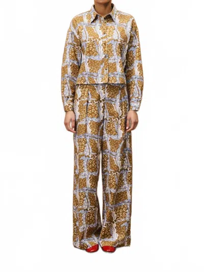 Frnch Loki Wide Leg Pants In Leo Ocre In Brown