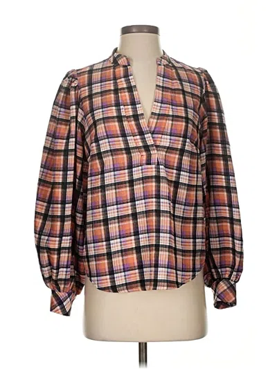 Pre-owned Frnch Long Sleeve Blouse In Brown