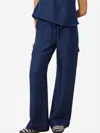 Frnch Loreen Textured Cargo Pants In Blue Marine In Blue