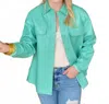 Frnch Luna Button Down Jacket In Green In Blue