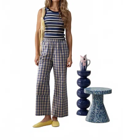 Frnch Maris Gingham Pants In Blue And White