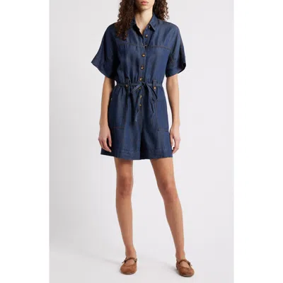 Frnch Mariselle Denim Romper In Blue
