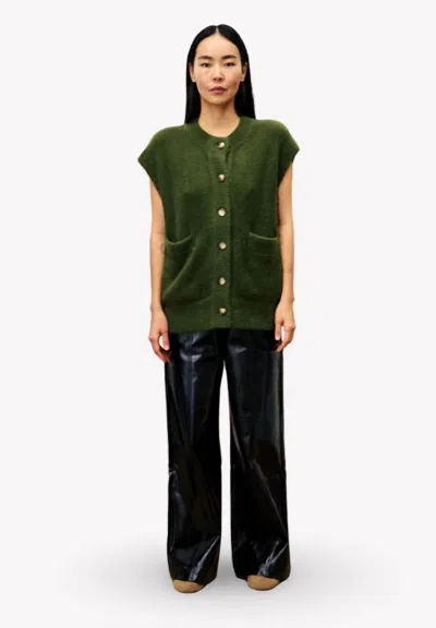 Frnch Matcha Cardigan Vest In Vertmousse In Green