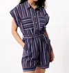 Frnch Melina Woven Romper In Electric Blue In Blue