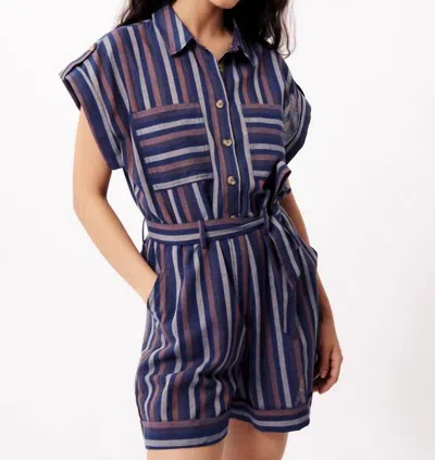 Frnch Melina Woven Romper In Electric Blue