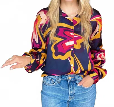 Frnch Melita Blouse In Navy In Multi