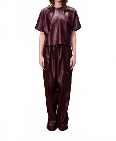 Frnch Michaux Faux Leather Pants In Bordeaux In Brown