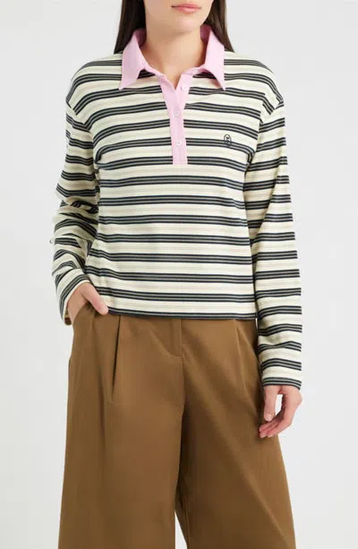 Frnch Minato Long Sleeve Polo In Brown